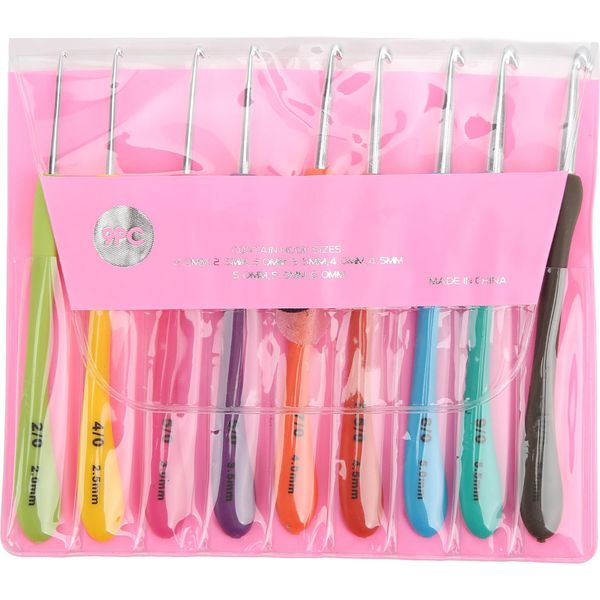 Set Di 9 Ganci Per Uncinetto, 2,0-6,0 Mm Con Codice Colore, Per Coperte/Capi/Diy, Principianti E Lavori Ad Ago-image