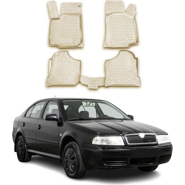 Omac FußMatten Automatten FüR Skoda Octavia 1996-2004 Gummi Beige 4 Tlg-image