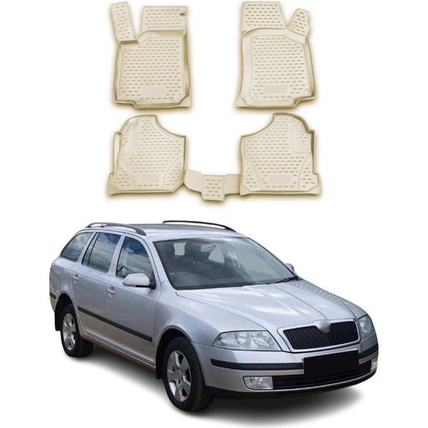 Omac FußMatten Automatten FüR Skoda Octavia Tour 2005-2010 Gummi Beige 4 Tlg-image