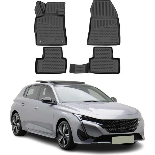 Omac Gummimatten FußMatten FüR Peugeot 308 2022-2025 Tpe Automatten Schwarz 4X-image
