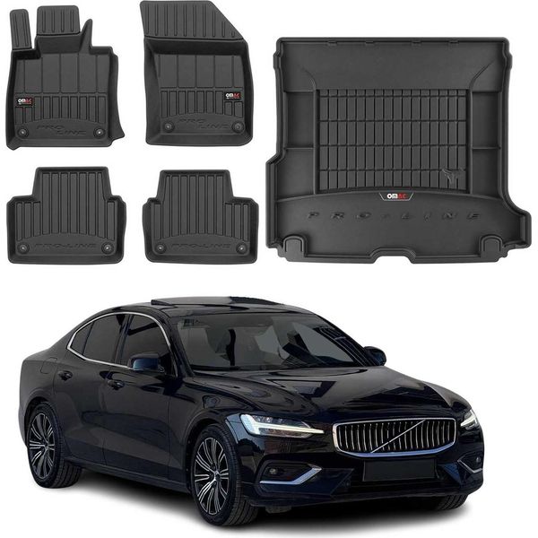 Omac FußMatten & Kofferraumwanne Set FüR Volvo V60 2018-2025 Gummi Schwarz 5X-image