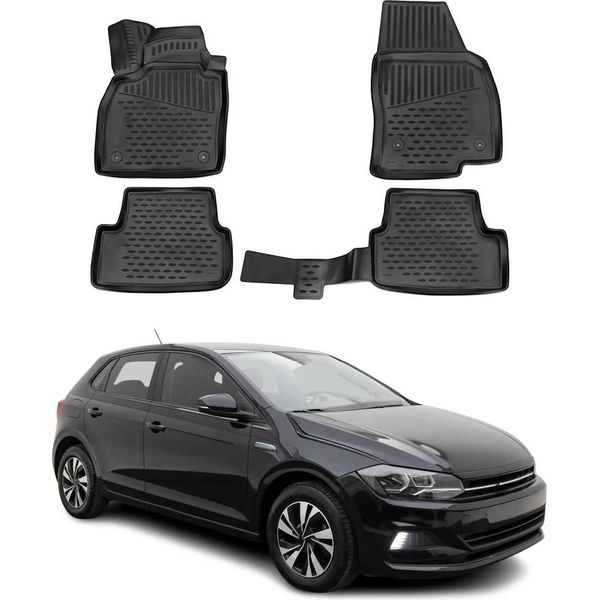 Omac Gummimatten FußMatten FüR Vw Polo 2017-2021 Tpe Automatten Schwarz 4X-image