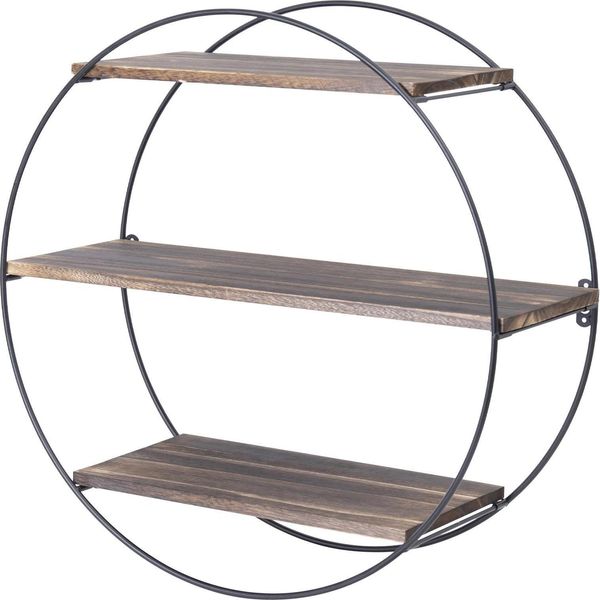 Sistema Di Scaffalatura A Parete, Design A Tre Livelli, Struttura Robusta, Marrone-image