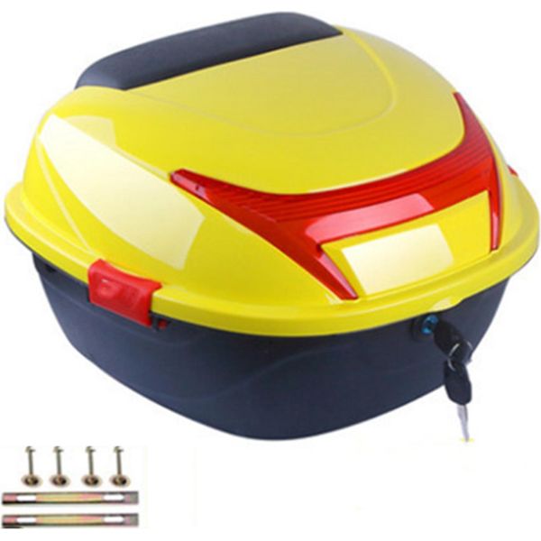 Box Posteriore Per Moto, Portabagagli Per Casco, Bauletto, Grande Capacità, Universale Per Scooter Elettrici, Misura Giallo Limone-image