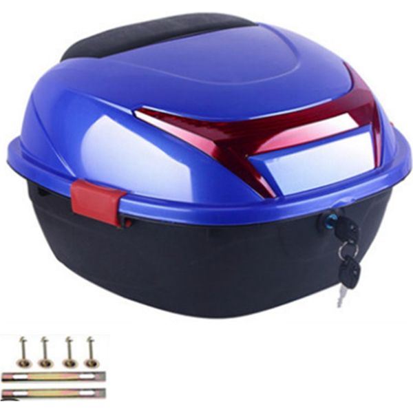 Box Posteriore Per Moto, Casco, Portabagagli, Bauletto, Grande Capacità, Universale Per Scooter Elettrici, Misura Blu-image