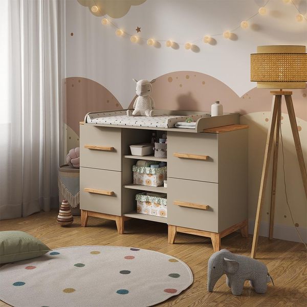 Vitalispa Fasciatoio Malia, 133 X 98 Cm Xl Con 4 Cassetti, Cashmere/Artigianale/Artigiano-image