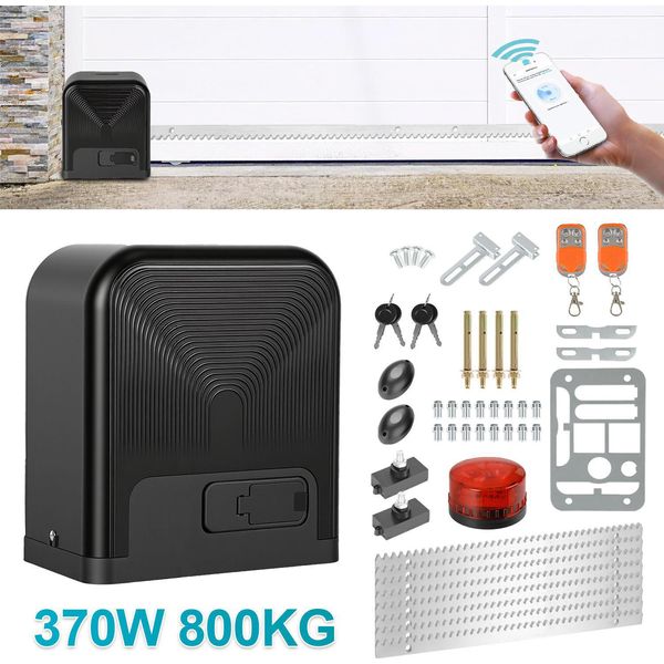 Set Operatore Per Cancelli Scorrevoli Izrielar - Motore 370W, Fino A 800 Kg, Wifi Con 2 Chiavi E Telecomando, Operatore Per Cancelli Di Cantiere, Operatore Per Cancelli, Cancello Scorrevole, Apricancello, Luce Di Allarme-image