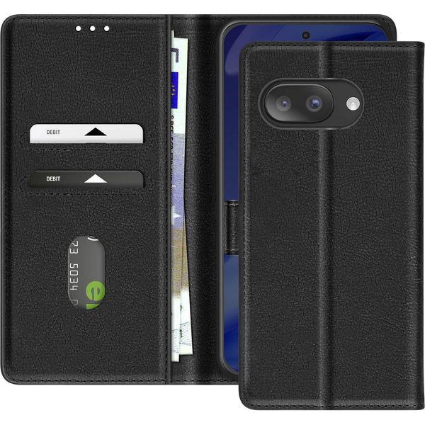 Avizar, Custodia A Portafoglio Chesterfield A Grana Grossa Con Supporto Per Google Pixel 9A, Nero-image