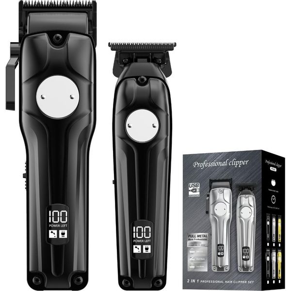 Inf Tagliacapelli Professionale Uomo - Senza Fili, Ricaricabile, Silenzioso, 2 Pz Nero-image