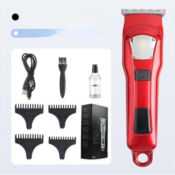 Inf Tagliacapelli Professionale Ricaricabile Con Display Digitale E Pettini Rosso-image