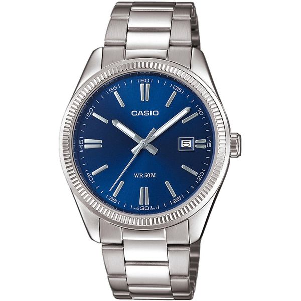 Quarzuhr, Blau (Silberfarben, Nachtblau), Casio Timeless Collection, Armbanduhren, Damen, Quarzuhr, Armbanduhr, Herrenuhr, Damenuhr, Edelstahlarmband, Datum, Neo-Display-image