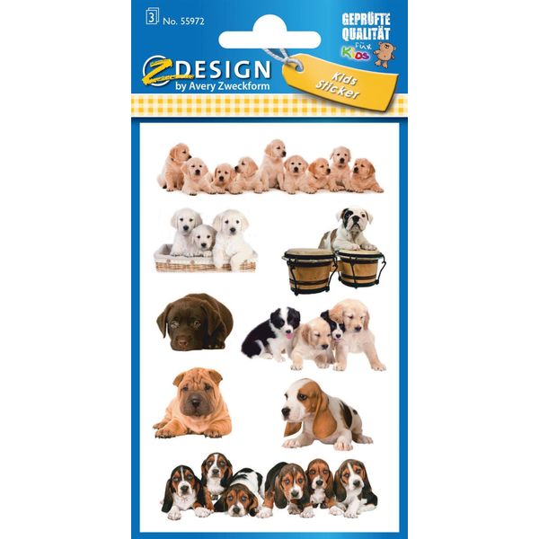 Avery Zweckform 55972 Zdesign Kids Sticker "Hunde-Babies"", Bunt"-image