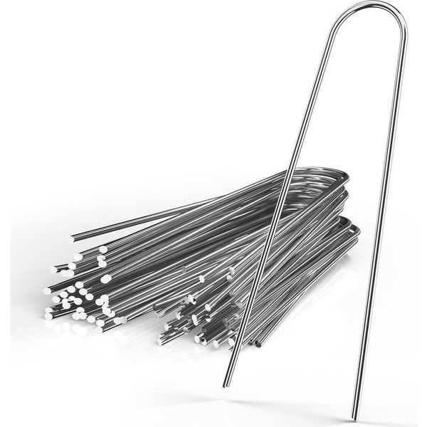 Intirilife 100 X Ancoraggio A Terra 150 X 25 X 2,9 Mm In Acciaio Inox Zincato - Fissaggio In Vello Di Erbacce Chiodo A Terra-image