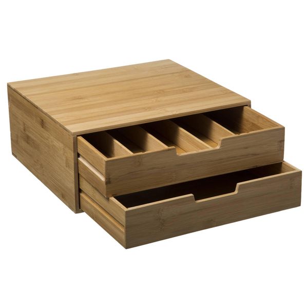 5Five Simply Smart Kapselregal Mit 2 Schubladen, Kaffeekapselhalter, Bambus, Mdf, 34 X 31 Cm, 179601-image