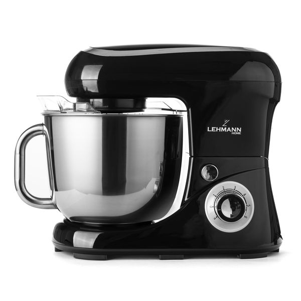Lehmann Impastatrice Planetaria, Ciotola 5L, 6 Velocità + Pulse, Accessori - Frusta, Gancio Impastare E Mescolatore, Nero-image
