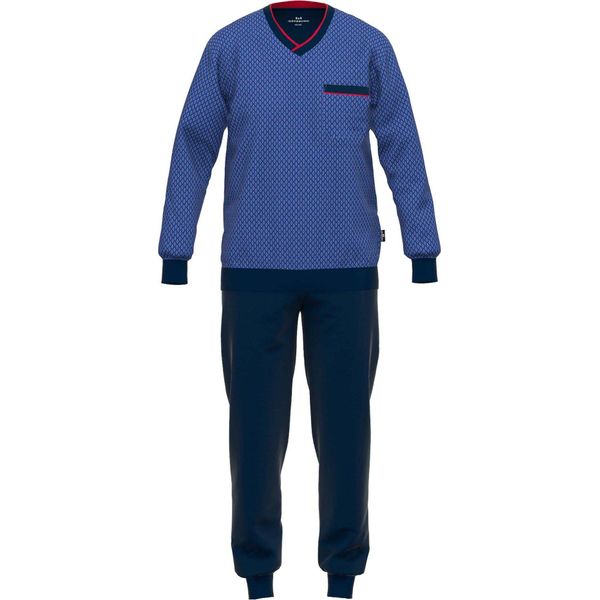 GÖTzburg Pigiama Lungo Da Uomo - Pigiama Con Scollo A V, Puro Cotone Blu M (50)-image