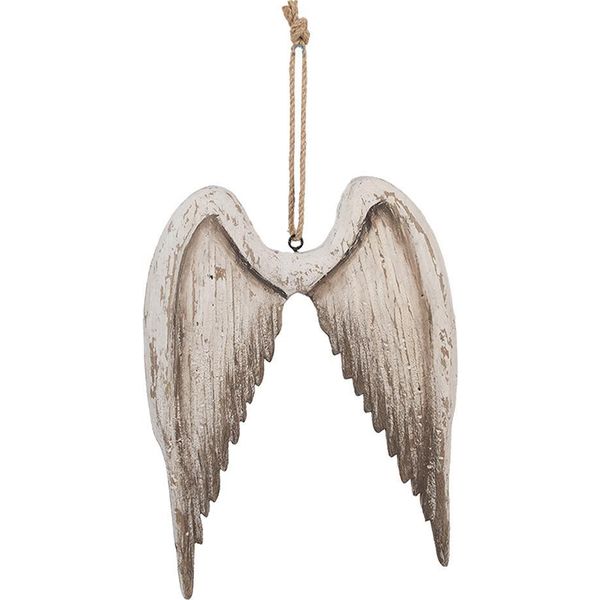 Clayre & Eef Ciondolo Decorativo Ali 21X3X28 Cm Legno Bianco Marrone-image