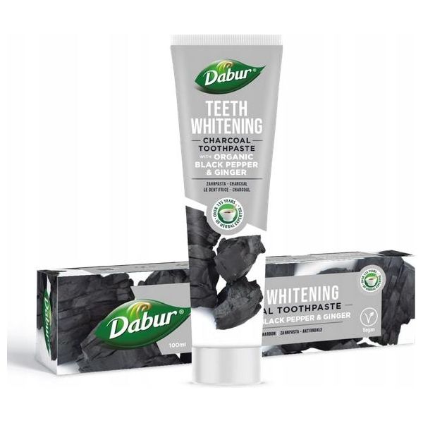 Dabur Dentifricio Sbiancante Al Carbone Con Pepe Nero E Zenzero Biologici 100Ml-image