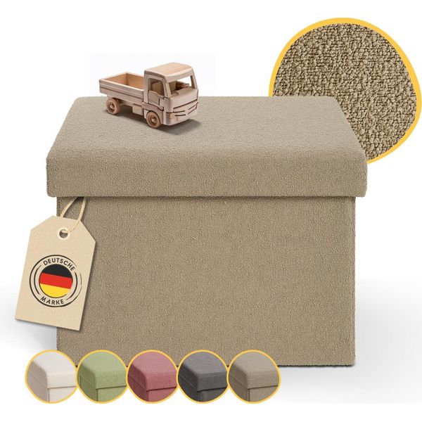 Laleni Panca Con Contenitore - Panca Con Contenitore 41X31X31 Cm - Cassapanca Con Contenitore - Seduta A Cubo - Sgabello Teddy Con Contenitore In Taupe-image