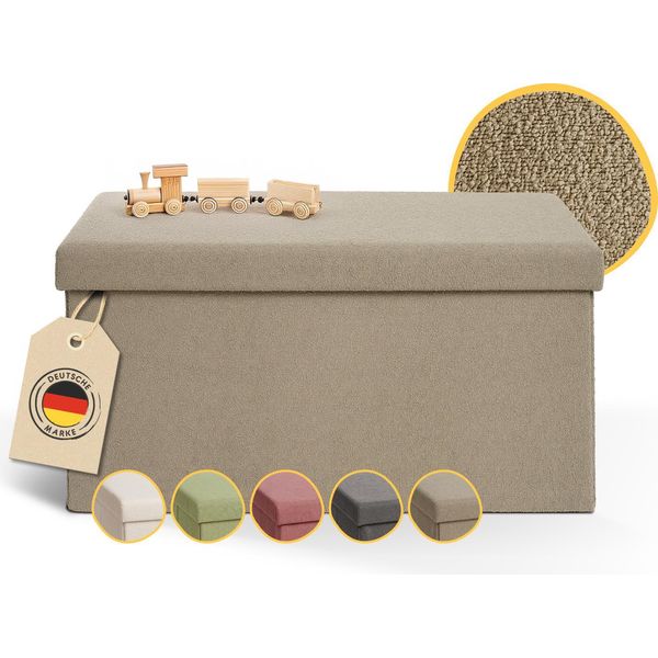 Panca Grande Laleni Con Contenitore - Panca Con Contenitore 76X38X38 Cm - Cassapanca Con Contenitore - Sgabello Comodo Con Contenitore - Cassetta Per Sedersi In Taupe-image