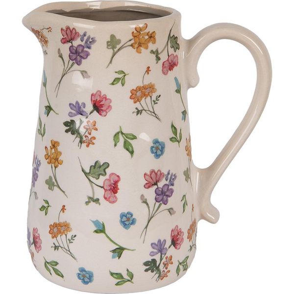 Clayre & Eef Brocca Decorativa 21X15X23 Cm Fiori Di Vetroceramica Beige-image