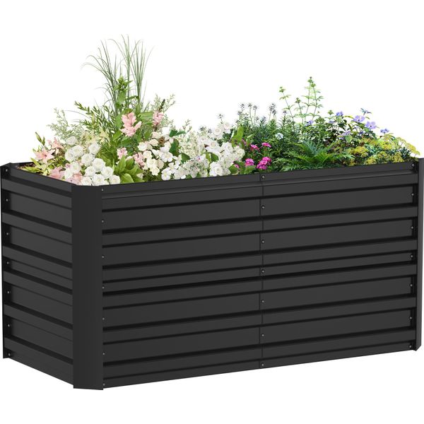 Sessamen-Lp Letto Rialzato In Metallo Kit Letto Rialzato Per Letto Per Erbe Letto Per Ortaggi Fioriera Da Giardino Telaio Freddo Per La Coltivazione Di Fiori, Frutta, Verdura (Nero, Rettangolare, 240 X 120 X 58 Cm)-image