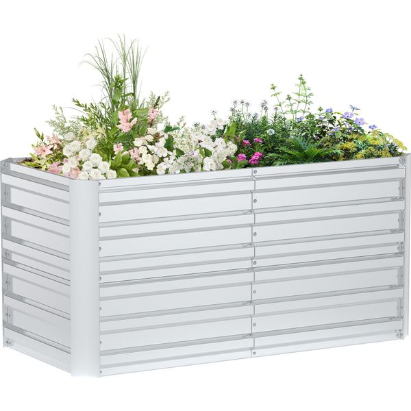 Sessamen-Lp Letto Rialzato In Metallo Kit Letto Rialzato Per Letto Per Erbe Letto Per Verdura Cassetta Da Giardino Telaio Freddo Per La Coltivazione Di Fiori, Frutta, Verdura (Zincato, Rettangolare, 240 X 120 X 58 Cm)-image