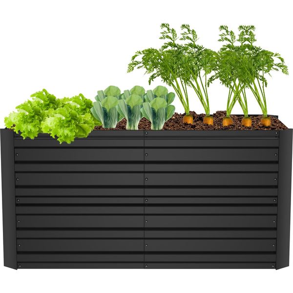 Sessamen-Lp Letto Rialzato In Metallo Kit Letto Rialzato Per Letto Per Erbe Letto Per Ortaggi Fioriera Da Giardino Telaio Freddo Per La Coltivazione Di Fiori, Frutta, Verdura (Nero, Rettangolare, 180 X 90 X 58 Cm)-image
