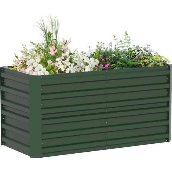 Sessamen-Lp Letto Rialzato In Metallo Kit Letto Rialzato Per Letto Di Fiori Letto Di Erbe Letto Di Verdura Fioriera Box Giardino Telaio Freddo Per La Coltivazione Di Fiori, Frutta, Verdura (Verde, Rettangolare, 120 X 60 X 58 Cm)-image