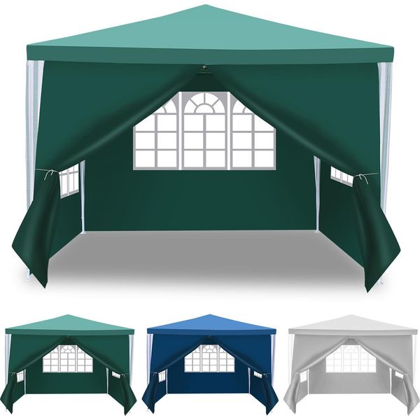 Izrielar Gazebo 3X3M Con Pareti Laterali Borsa Impermeabile Protezione Uv 50+ Gazebo Da Giardino Tenda Da Festa Verde-image
