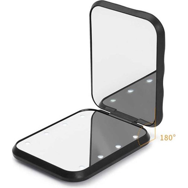 Inf Specchio Led Portatile Con Ingrandimento 3X E Luce Anulare Per Trucco Nero-image