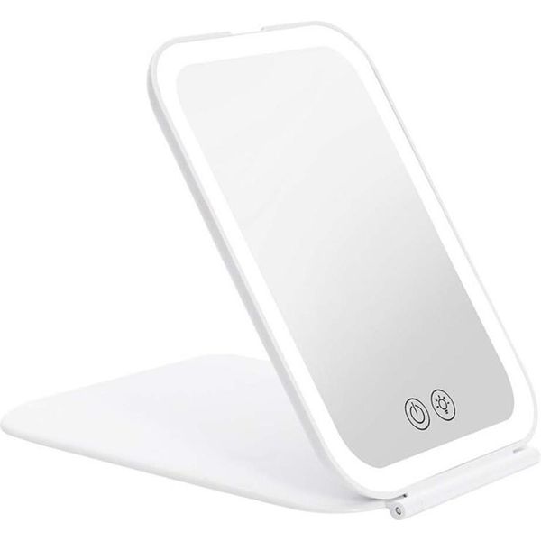 Inf Specchio Trucco Led Portatile Pieghevole Ricaricabile Con Controllo Touch Bianco-image