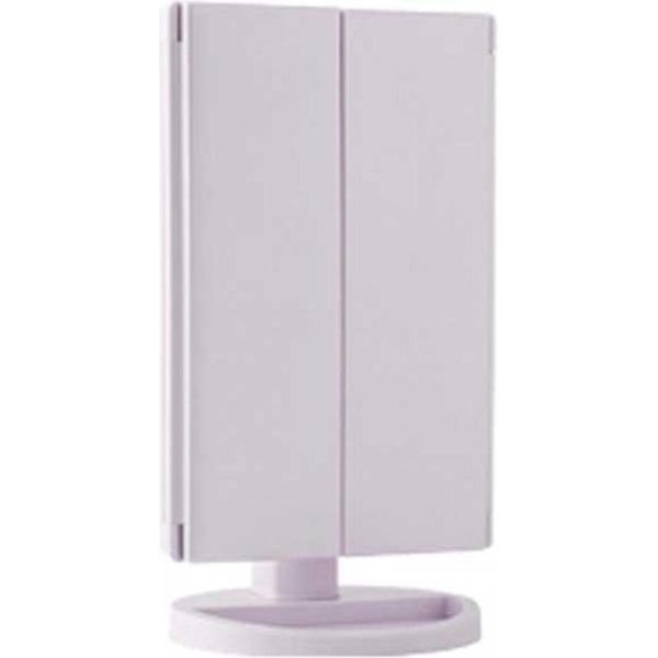Inf Specchio Cosmetico Triplo Illuminato A 22 Led Con Ingrandimento 2X 3X Bianco-image