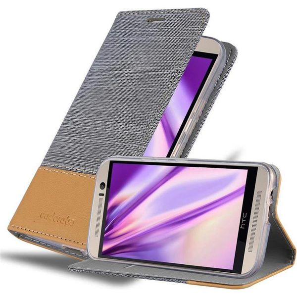 Cadorabo Custodia Per Htc One M9 Custodia Protettiva In Grigio Custodia Per Cellulare Custodia A Libro Cover-image