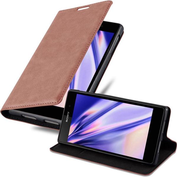 Cadorabo Custodia Per Sony Xperia Z1 Custodia Protettiva In Marrone Custodia Per Cellulare Custodia Cover Chiusura Magnetica-image