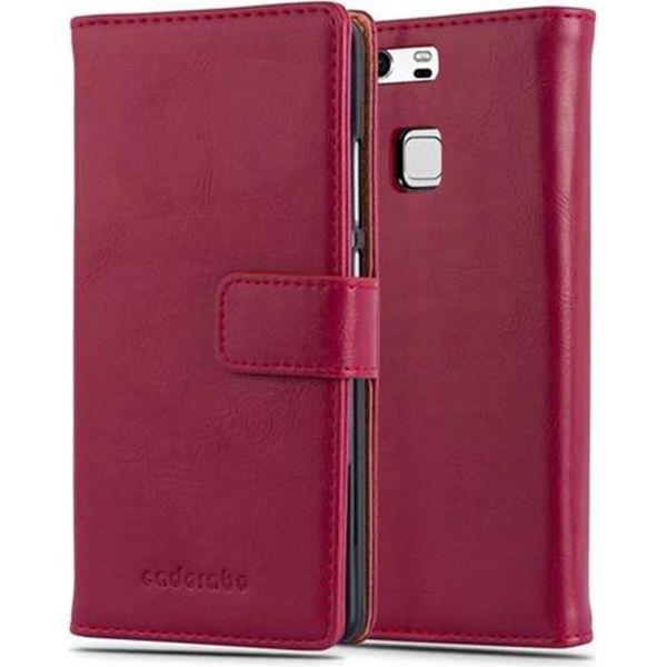 Cadorabo Cover Per Huawei P9 Cover Protettiva In Rosso Cover Telefono Cellulare Cover Libro Custodia Custodia-image