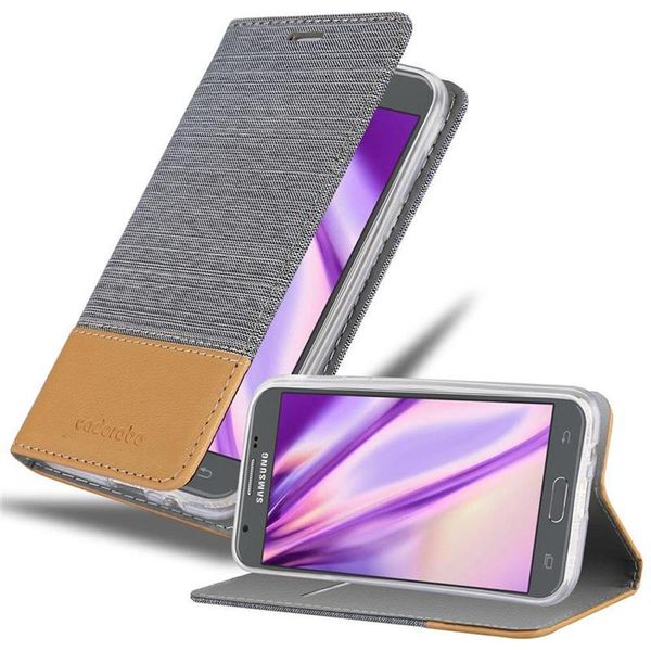 Cadorabo Custodia Per Samsung Galaxy J3 2017 Custodia Protettiva In Grigio Custodia Per Cellulare Custodia A Libro Cover-image