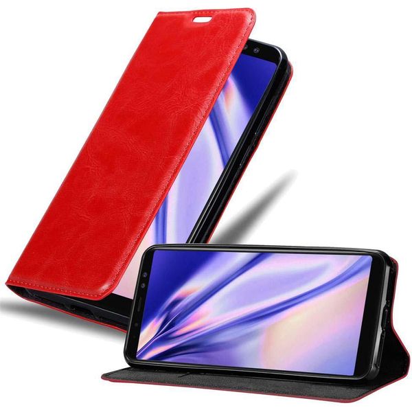 Cadorabo Custodia Per Samsung Galaxy A6 2018 Custodia Protettiva In Rosso Custodia Per Cellulare Cover Chiusura Magnetica-image