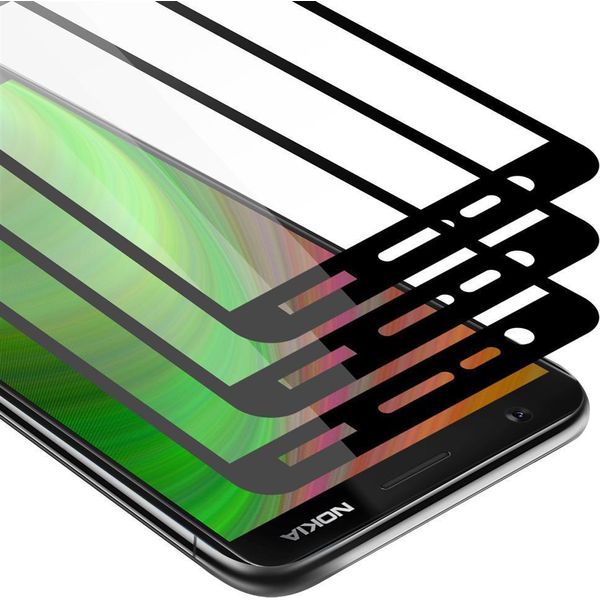 Cadorabo 3X Pellicola Blindata A Schermo Intero Per Nokia 3.1 2018 Pellicola Protettiva In Vetro Temperato Nero Protezione Display-image