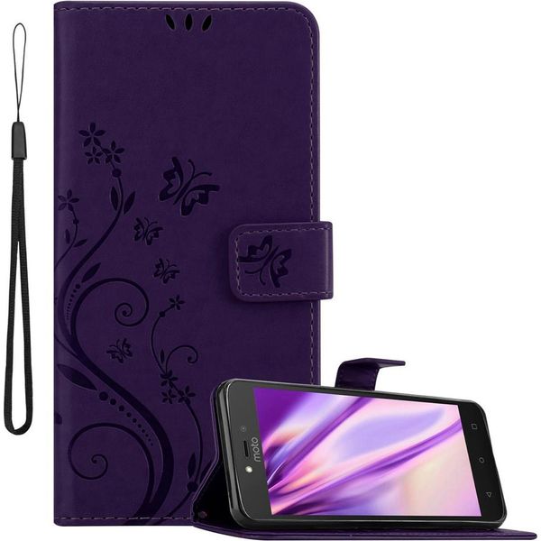 Cadorabo Cover Per Motorola Moto C Plus Cover Protettiva In Viola Cover Protettiva Cover Telefono Cellulare Cover Fiori Custodia Fiore-image