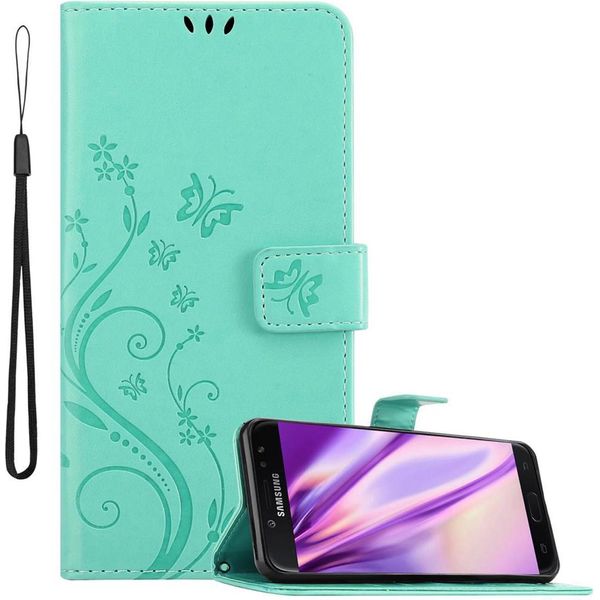 Cadorabo Cover Per Samsung Galaxy J7 2018 Cover Protettiva In Turchese Cover Protettiva Cover Per Telefono Cellulare Custodia Fiori Custodia Fiori-image