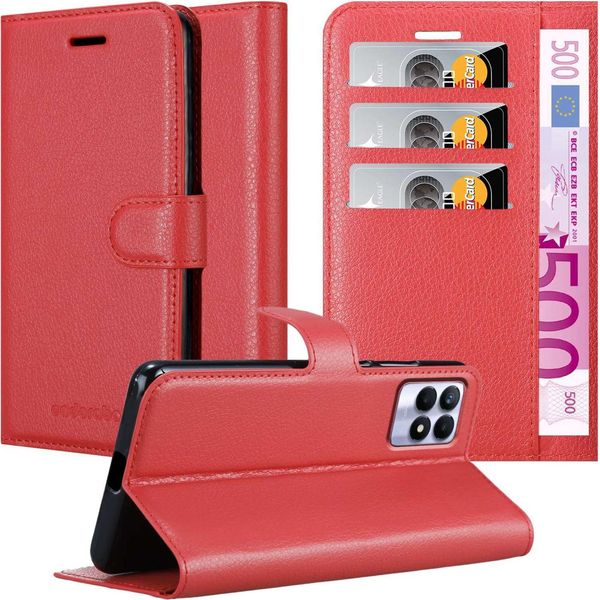 Cadorabo Cover Per Realme 8I / Narzo 50 4G Cover Protettiva In Rosso Custodia Per Cellulare Cover Chiusura Magnetica-image