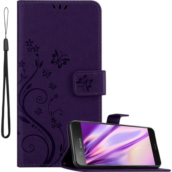 Cadorabo Cover Per Sony Xperia XZ1 Compact Cover Protettiva In Viola Cover Protettiva Cover Telefono Cellulare Custodia Fiori Fiore-image