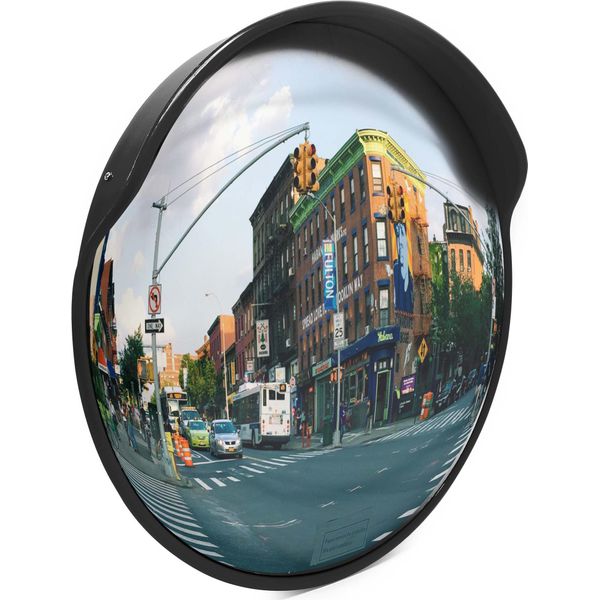Specchio Per Il Traffico Wiltec 30 Cm Convesso Con Copertura Protettiva Nera, Specchio Di Sicurezza Rotondo Con Campo Visivo Di 130°, Specchio Convesso Per Uscite Con Materiale Di Montaggio Incluso-image