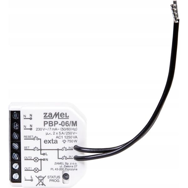Exta | Relè Miniaturizzato Bistabile PBP-06/M - 230 V Ca - Compatto - Due Canali - Indicatore Di Stato A Led-image