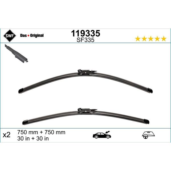 Swf Spazzole Tergicristallo Visioflex-Set | (Set)Wiper Car VF750/750MM/2-image