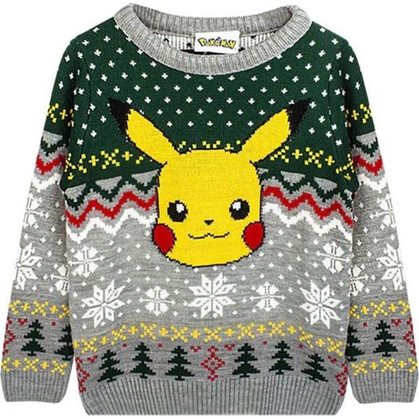 Pokemon - Maglia Per Bambini - Design Natalizio NS6874 (116) (Grigio/Verde/Giallo)-image