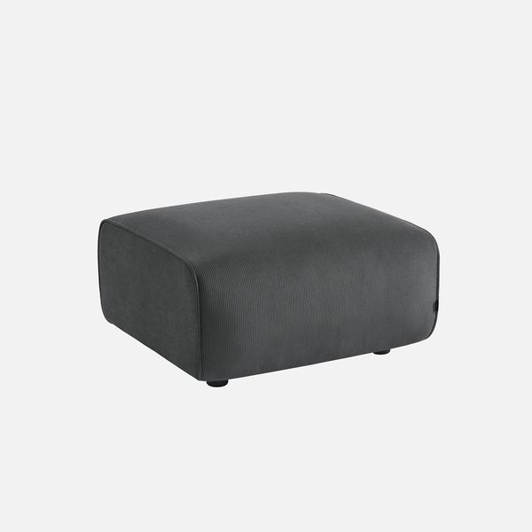 Pouf, Poggiapiedi Per Divano Wallas Velluto A Coste, 2 Posti, Grigio Scuro-image