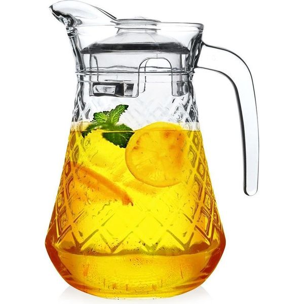 Brocca In Vetro Per Bevande, Acqua, Succhi, Limonata, Con Coperchio, 1,4 L-image