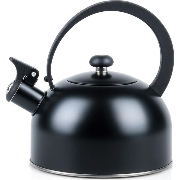 Bollitore In Acciaio Nero Con Fischietto Per Far Bollire L'acqua Sul Fornello, 2 Litri-image